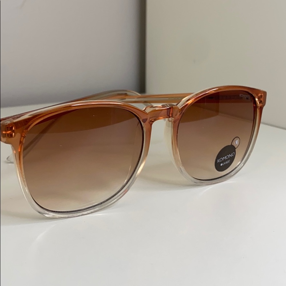 New Komono Urkel Gradient Peach Sunglasses Orange Ombre Boho - Picture 7 of 14